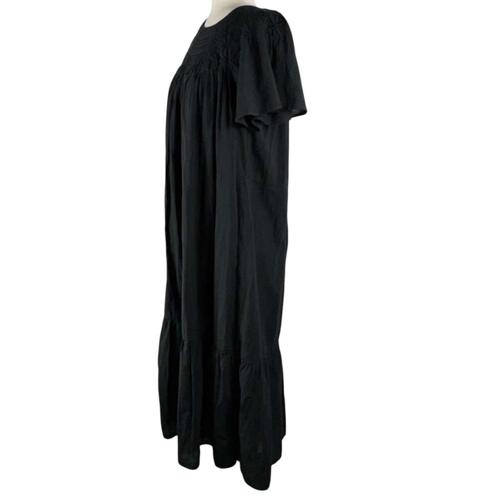Madewell Black Cotton Boho Embroidered Tiered Midi Dress Size XS - Picture 9 of 15